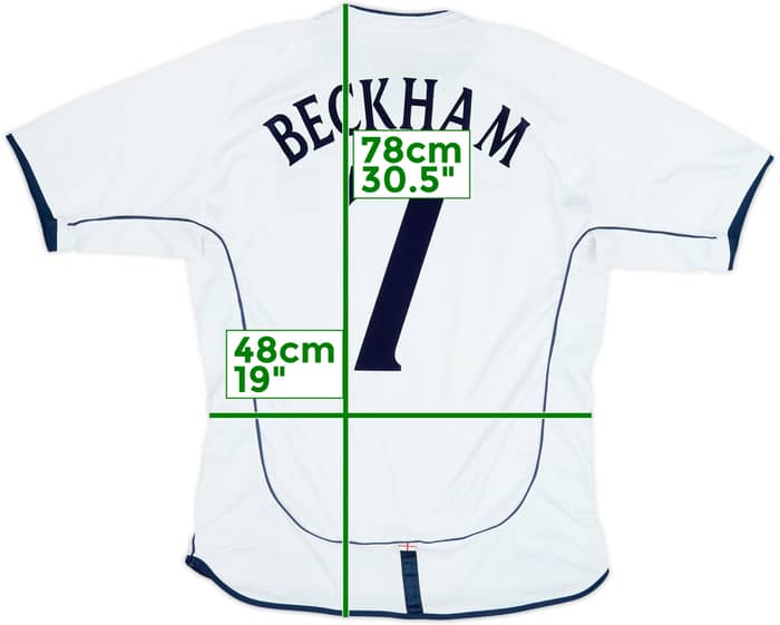 2001-03 Inglaterra Camiseta Local Beckham #7 - 6/10 - (L)