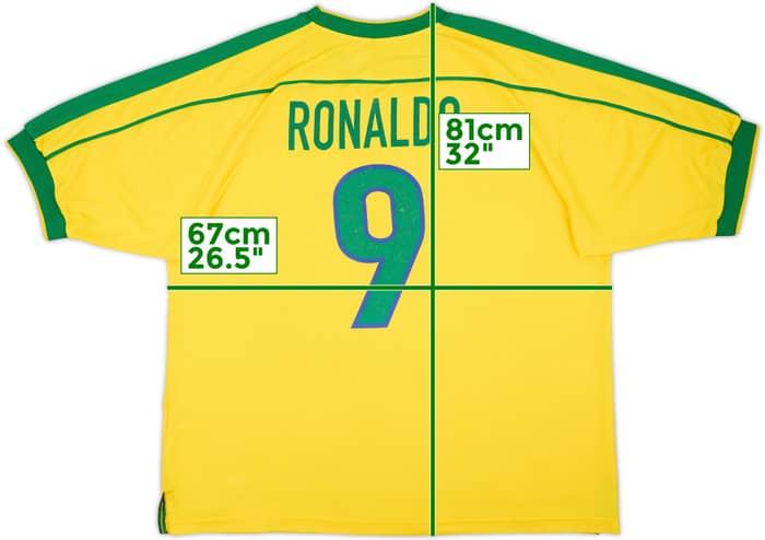Camiseta de local de Brazil 1998-00 Ronaldo #9 - 6/10 - (XXL)