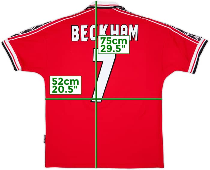 1998-00 Manchester United Home Shirt Beckham #7 - 7/10 - (L)