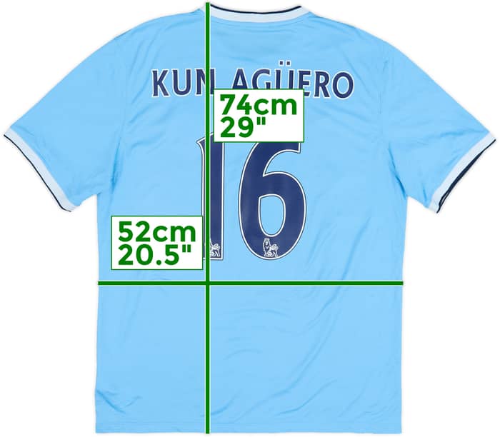2013-14 Manchester City Home Shirt Kun Aguero #16 - 7/10 - (L)