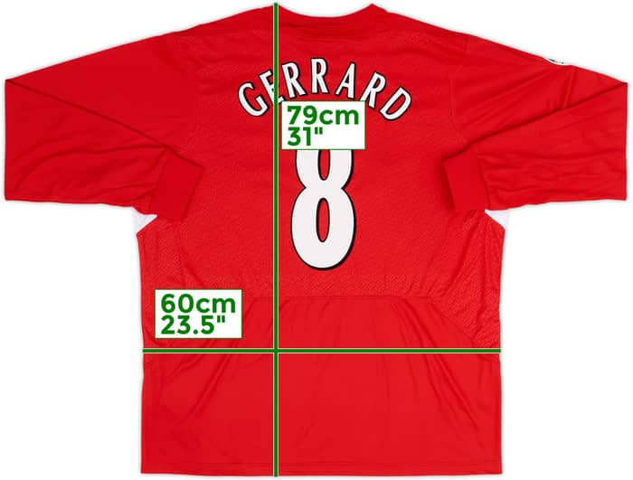 2004-06 Liverpool Home L/S Shirt Gerrard #8 (XL)