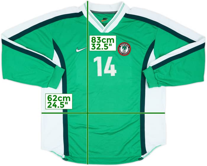 1998-00 Nigeria Player Issue Home L/S Shirt #14 - 5/10 - (XL)