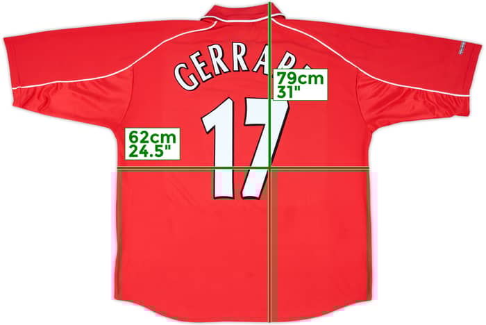 2000-02 Liverpool Home Shirt Gerrard #17 - 7/10 - (XXL)