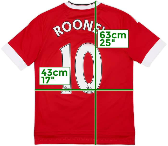 2015-16 Manchester United Home Shirt Rooney #10 - 9/10 - (L.Boys)