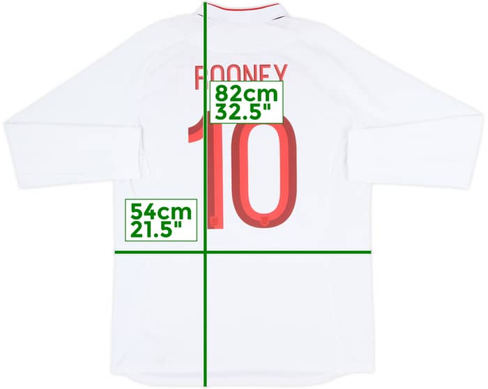 2012-13 England Home L/S Shirt Rooney #10 - 10/10 - (L)