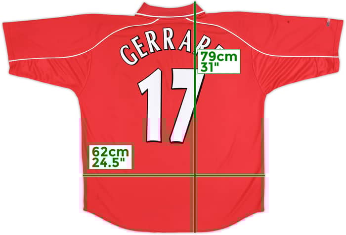 2000-02 Liverpool Home Shirt Gerrard #17 - 5/10 - (XL)