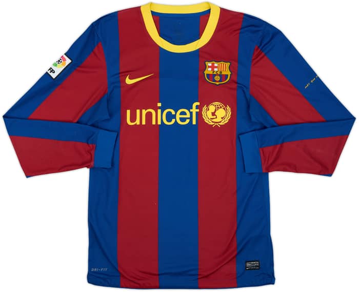 2010-11 Barcelona Home L/S Shirt Messi #10 - 7/10 - (S)