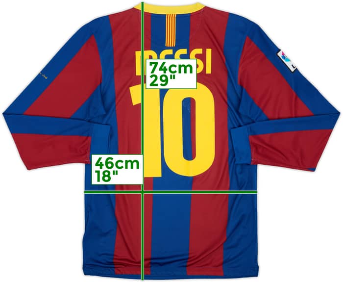 2010-11 Barcelona Home L/S Shirt Messi #10 - 7/10 - (S)