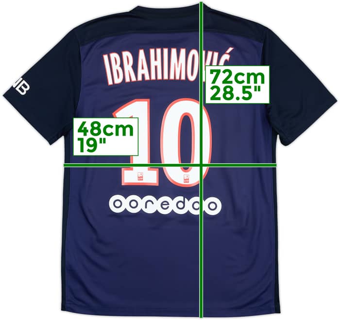 2015-16 Paris Saint-Germain Home Shirt Ibrahimovic #10 - 9/10 - (M)