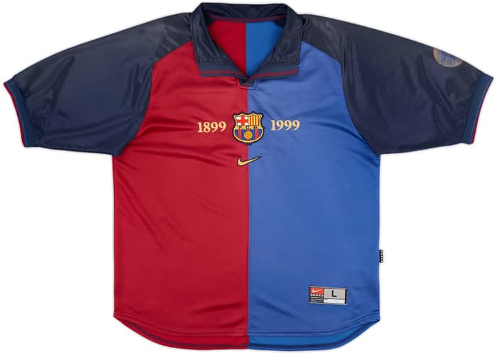 1999-00 Barcelona Centenary Home Shirt Guardiola #4 - 6/10 - (L)