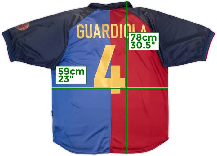 1999-00 Barcelona Centenary Home Shirt Guardiola #4 - 6/10 - (L)