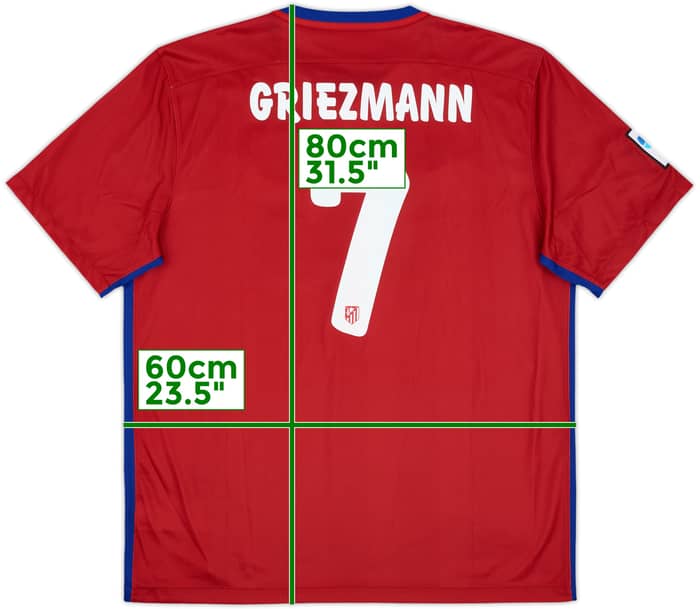 2015-16 Atletico Madrid Home Shirt Griezmann #7 - 8/10 - (XL)