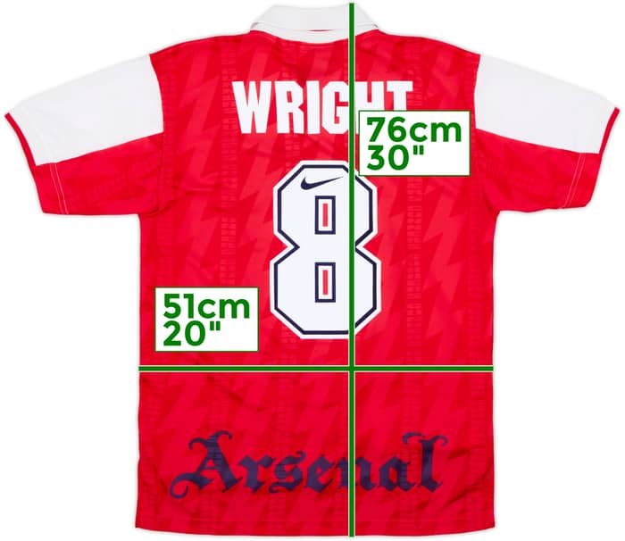 1994-96 Arsenal Home Shirt Wright #8 - 8/10 - (M)