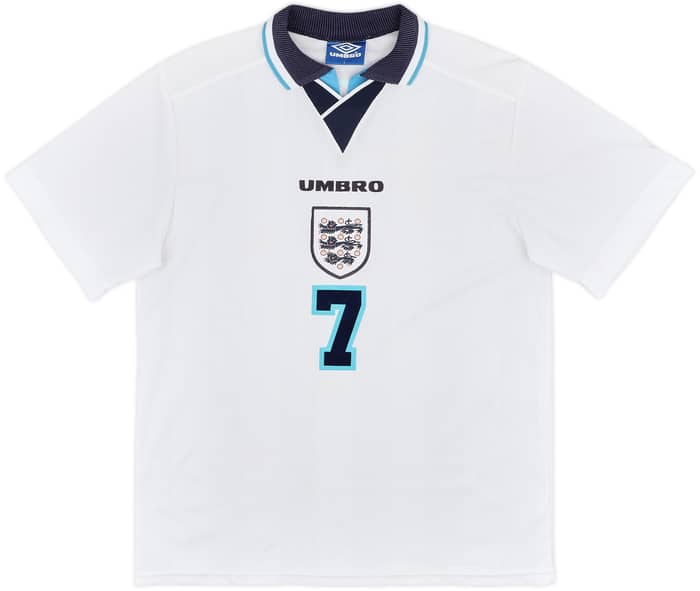 1995-97 England Home Shirt Beckham #7 - 8/10 - (L)
