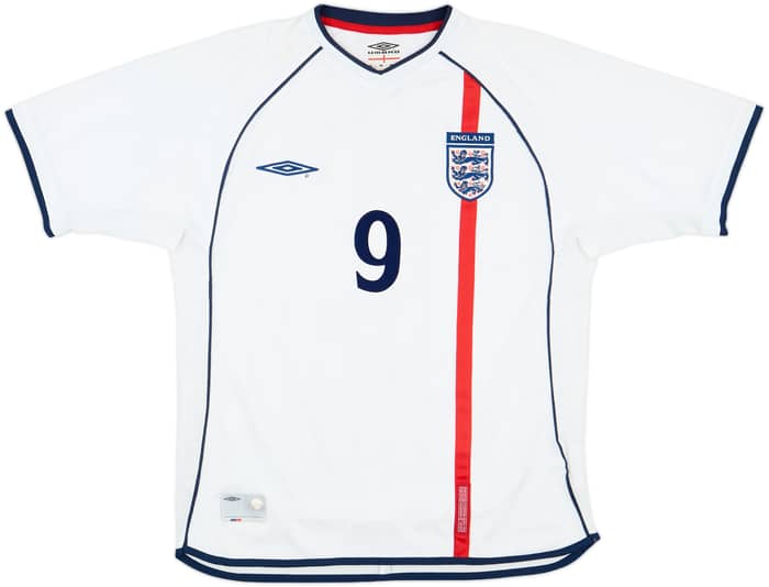 2001-03 England Home Shirt Fowler #9 - 8/10 - (M)