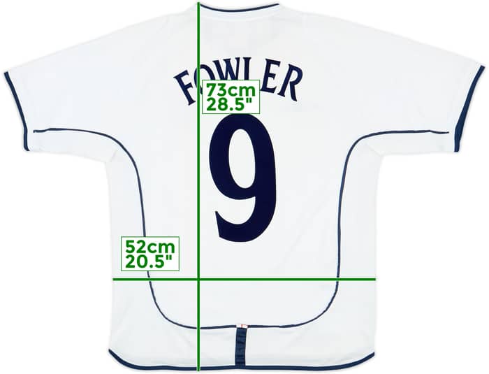 2001-03 England Home Shirt Fowler #9 - 8/10 - (M)