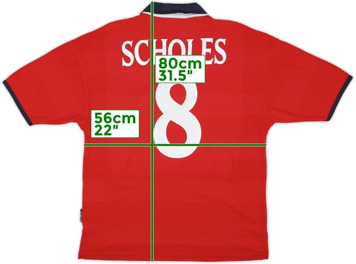 1999-01 England Away Shirt Scholes #8 - 10/10 - (M)