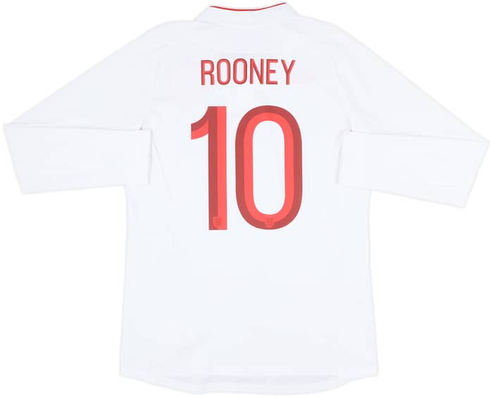 2012-13 England Home L/S Shirt Rooney #10 - 8/10 - (M)