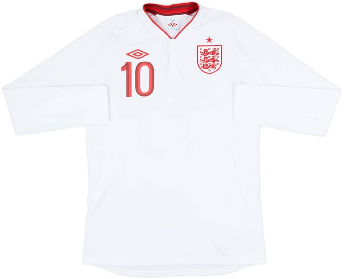 2012-13 England Home L/S Shirt Rooney #10 - 8/10 - (M)