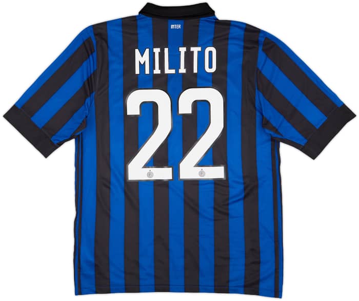 2011-12 Inter Milan Home Shirt Milito #22 - 8/10 - (L)