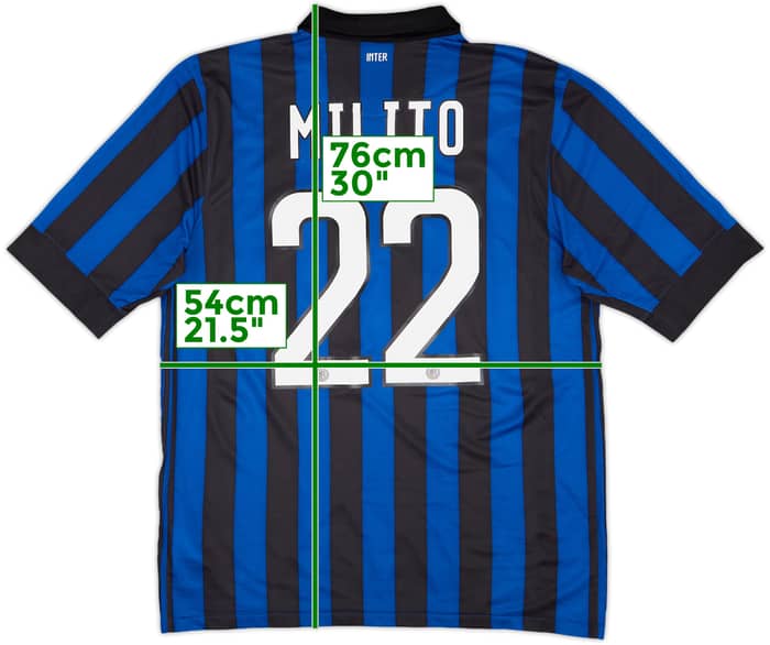 2011-12 Inter Milan Home Shirt Milito #22 - 8/10 - (L)
