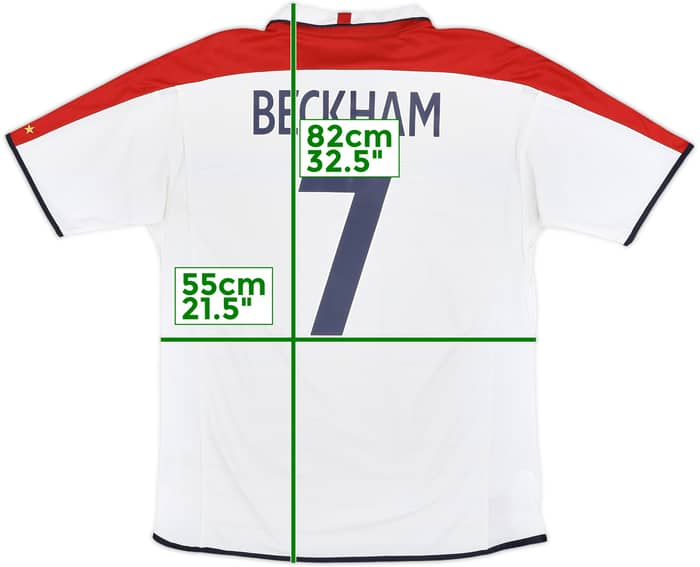2003-05 England Home Shirt Beckham #7 - 6/10 - (L)