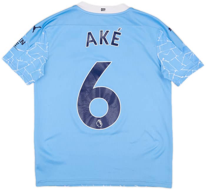 2020-21 Manchester City Home Shirt Ake #6 - 7/10 - (L.Boys)