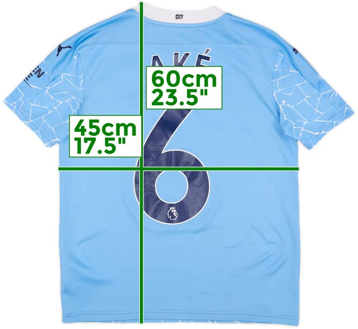 2020-21 Manchester City Home Shirt Ake #6 - 7/10 - (L.Boys)