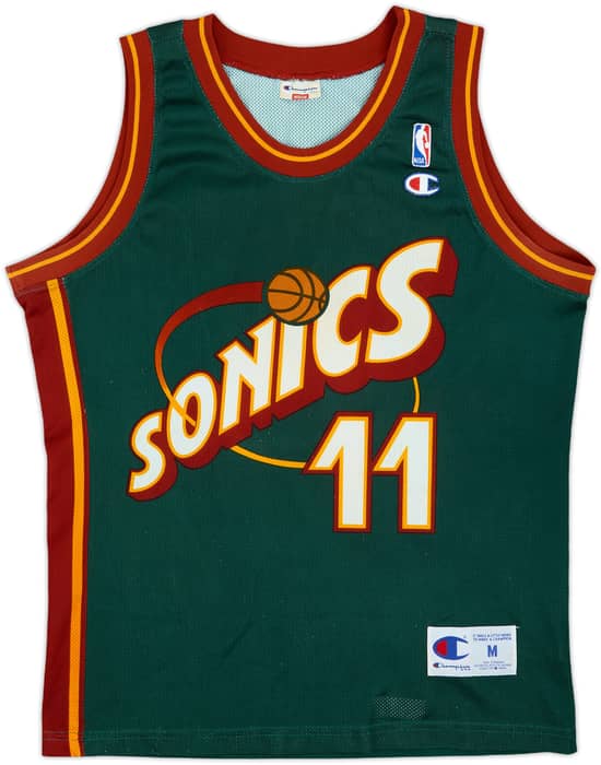 1995-99 Seattle Supersonics Schrempf #11 Champion Away Jersey - 8/10 - (M)