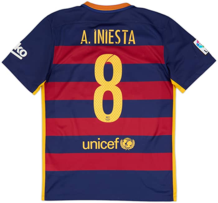 2015-16 Barcelona Home Shirt A.Iniesta #8 - 7/10 - (M)