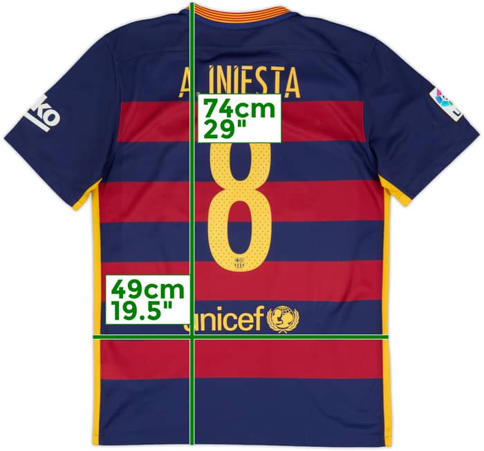 2015-16 Barcelona Home Shirt A.Iniesta #8 - 7/10 - (M)