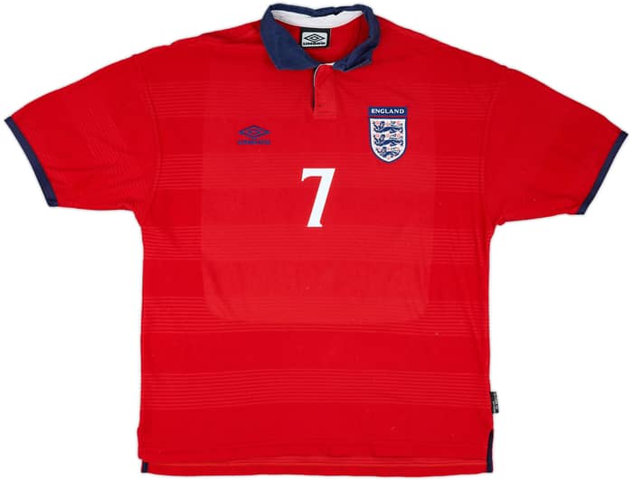 1999-01 England Away Shirt Beckham #7 - 5/10 - (XL)