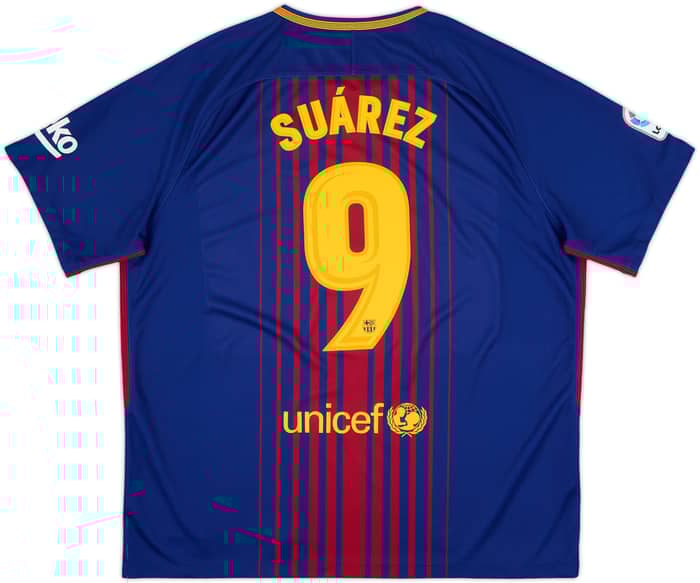 2017-18 Barcelona Home Shirt Suarez #9 - 10/10 - (XXL)