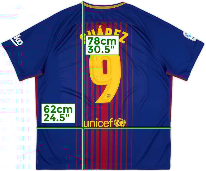 2017-18 Barcelona Home Shirt Suarez #9 - 10/10 - (XXL)