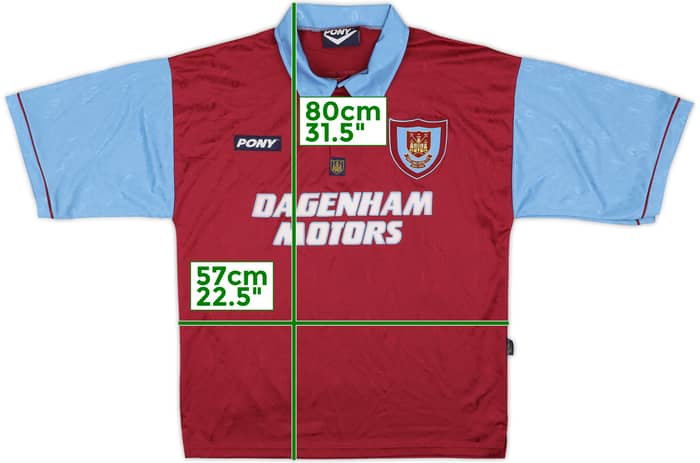 1995-97 West Ham Centenary Home Shirt Cottee #9 - 5/10 - (L)