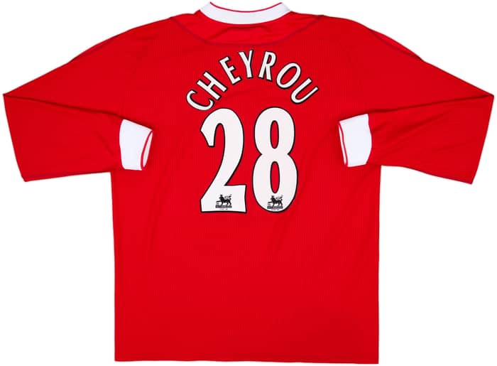 2002-04 Liverpool Home L/S Shirt Cheyrou #28 - 8/10 - (L)