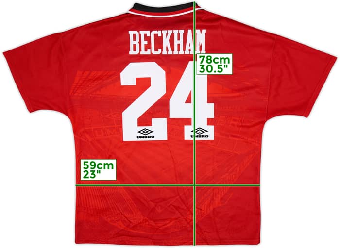 1994-96 Manchester United Home Shirt Beckham #24 - 7/10 - (XL)