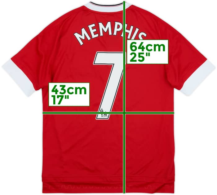 2015-16 Manchester United Home Shirt Memphis #7 - 9/10 - (L.Boys)