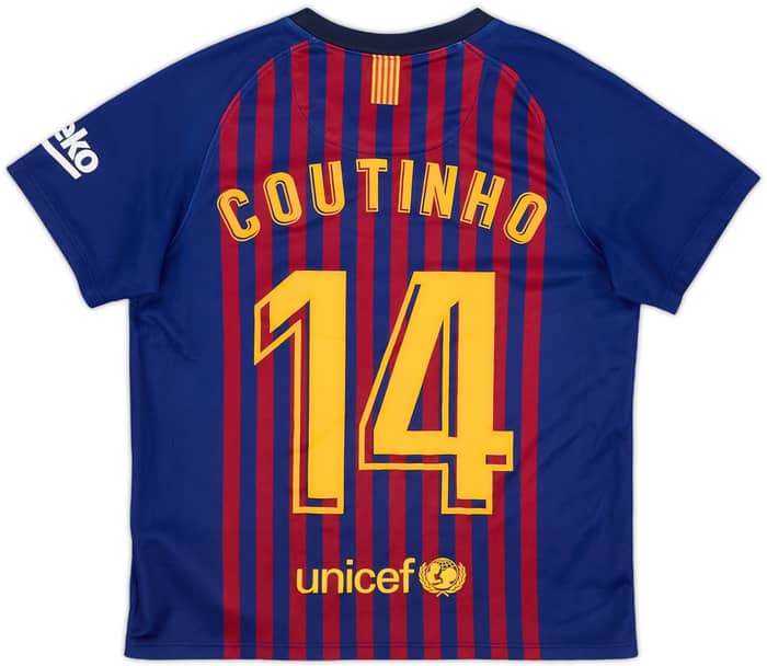 2018-19 Barcelona Home Shirt Coutinho #14 - 7/10 - (S.Boys)