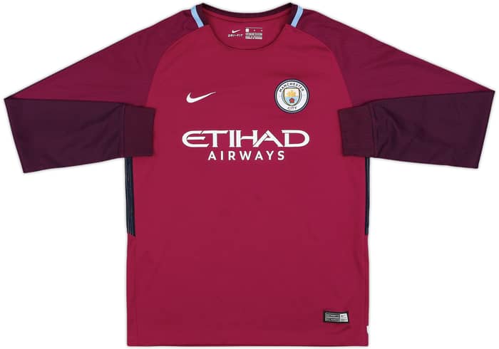 2017-18 Manchester City Away L/S Shirt #15 - 9/10 - (L.Boys)