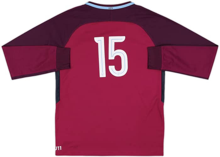 2017-18 Manchester City Away L/S Shirt #15 - 9/10 - (L.Boys)