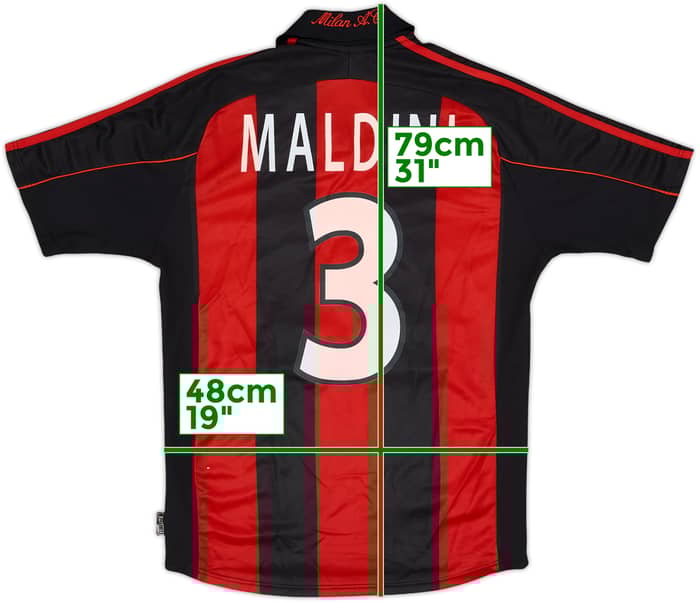 2000-02 AC Milan Home Shirt Maldini #3 - 8/10 - (S)