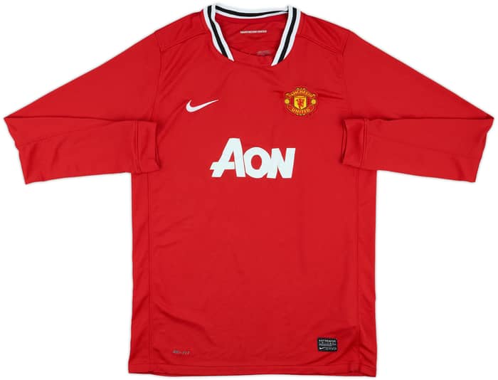 2011-12 Manchester United Home L/S Shirt Berbatov #9 - 7/10 - (XL.Boys)