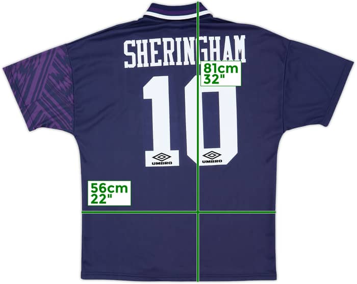 1994-95 Tottenham Away Shirt Sheringham #10 - 9/10 - (L)