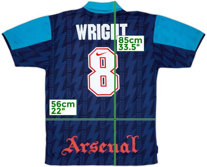 1994-95 Arsenal Away Shirt Wright #8 - 7/10 - (XL)