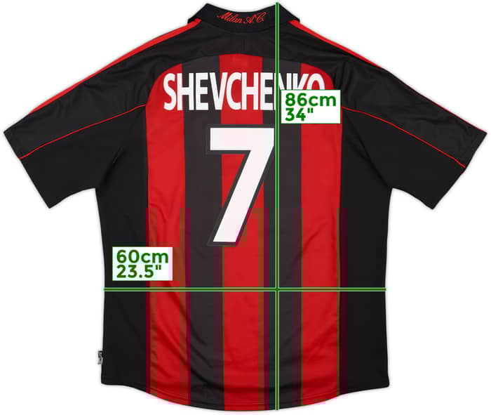 2000-02 AC Milan Home Shirt Shevchenko #7 - 10/10 - (XL)