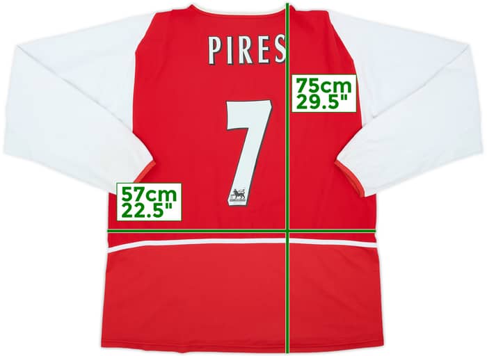 2002-04 Arsenal Home L/S Shirt Pires #7 - 8/10 - (XL)