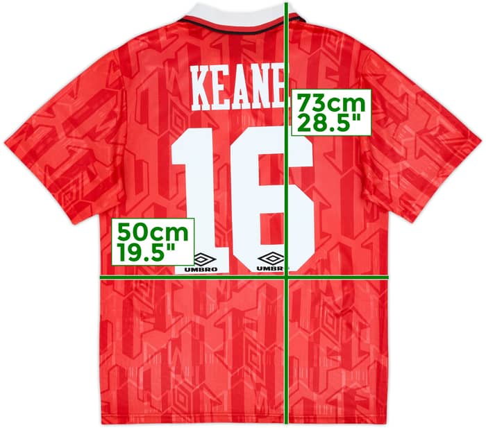 1992-94 Manchester United Home Shirt Keane #16 - 7/10 - (M)