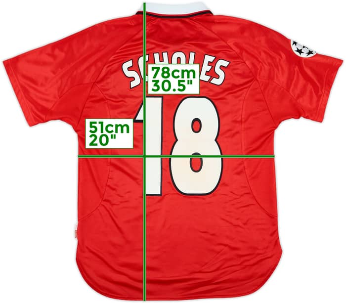1997-00 Manchester United CL Shirt Scholes #18 - 8/10 - (M)