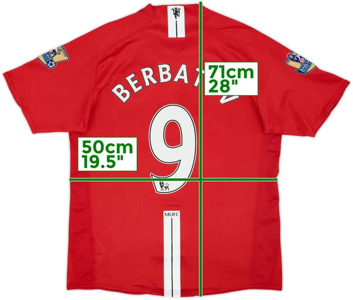 2007-09 Manchester United Home Shirt Berbatov #9 - 8/10 - (L)